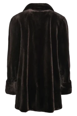 Clearance Reversible Sheared Mink Mid-Length Fur Coat - Wing Collar - TB Cuff Women Mink|Fur Coats