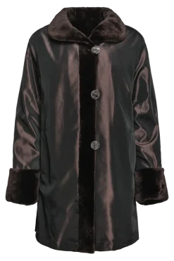 Clearance Reversible Sheared Mink Mid-Length Fur Coat - Wing Collar - TB Cuff Women Mink|Fur Coats