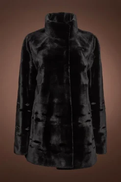 Hot Ribbon Pattern Sheared Mink Fur Jacket Women Fur Jackets