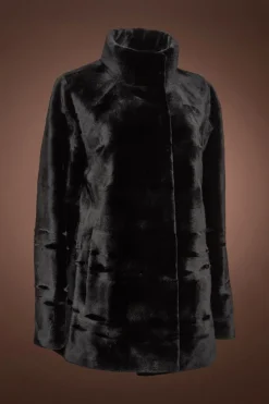Hot Ribbon Pattern Sheared Mink Fur Jacket Women Fur Jackets