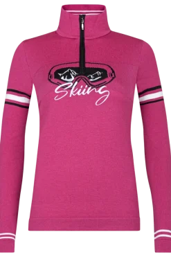 Clearance Saphira Pink Half-Zip Wool Sweater Women Ski Layers