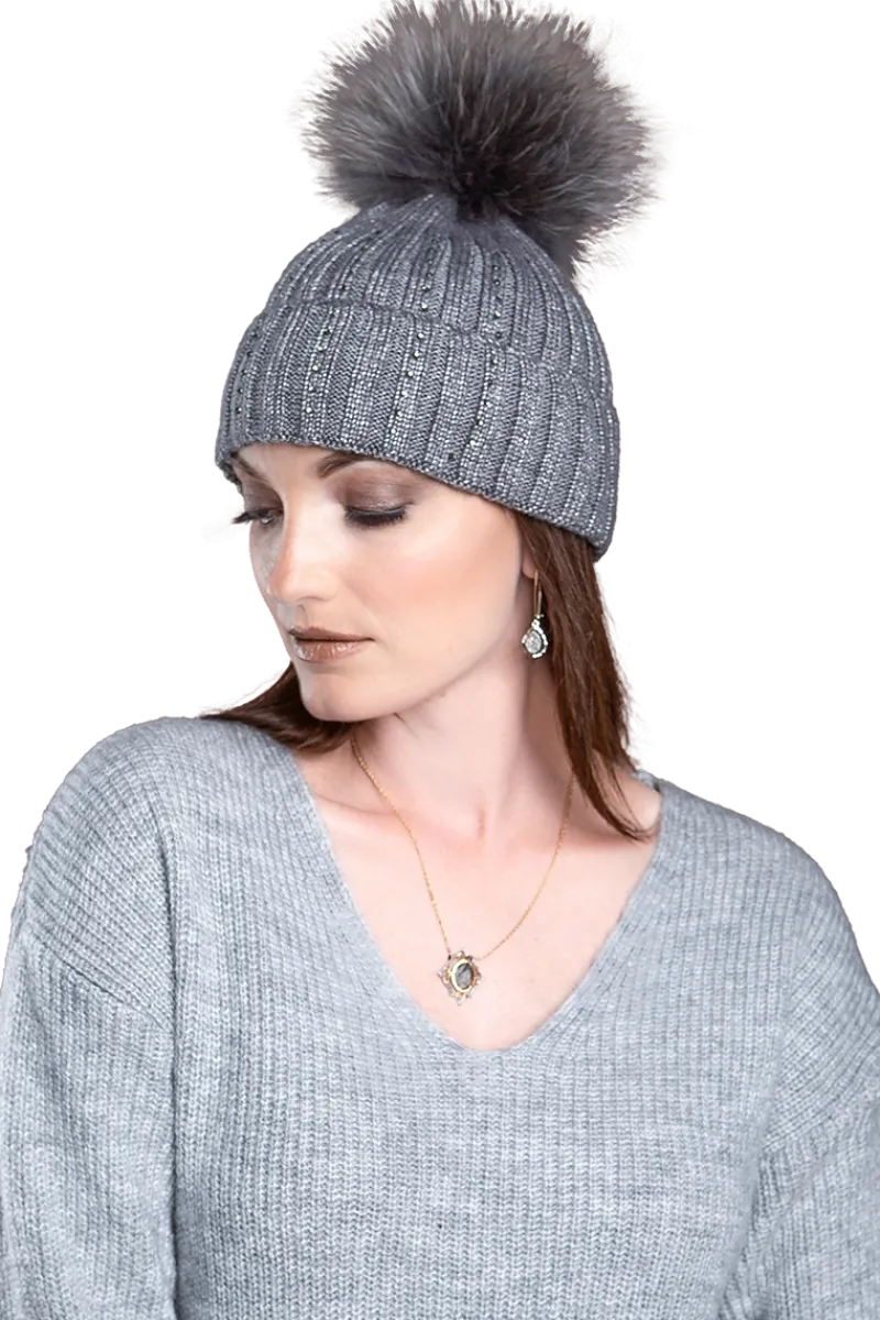 Discount Serena Wool Hat with Detachable Fox Fur Pompom Women Ski Accessories & Gear