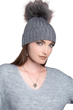 Discount Serena Wool Hat with Detachable Fox Fur Pompom Women Ski Accessories & Gear