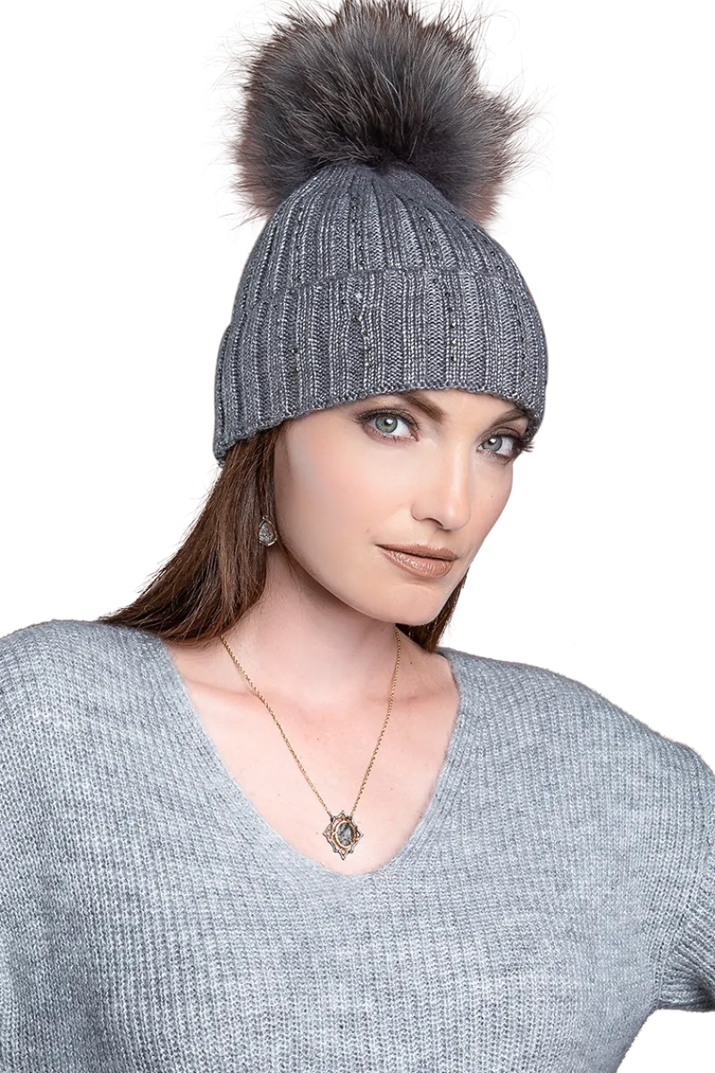 Discount Serena Wool Hat with Detachable Fox Fur Pompom Women Ski Accessories & Gear