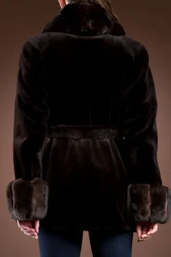Hot Sheared Mink and Chinchilla Fur Jacket - Notch Collar Women Fur Jackets