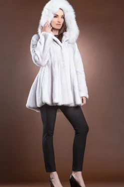 New Mink and Fox Hooded Fur Jacket Women Fur Jackets