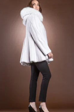 New Mink and Fox Hooded Fur Jacket Women Fur Jackets