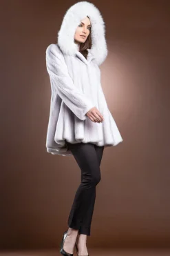 New Mink and Fox Hooded Fur Jacket Women Fur Jackets