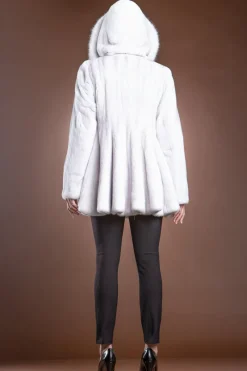 New Mink and Fox Hooded Fur Jacket Women Fur Jackets