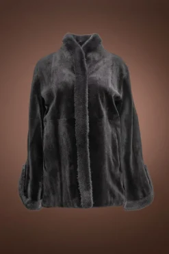 Sale Split Cuff Sheared & Long Haired Mink Fur Jacket Women Fur Jackets