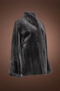 Sale Split Cuff Sheared & Long Haired Mink Fur Jacket Women Fur Jackets