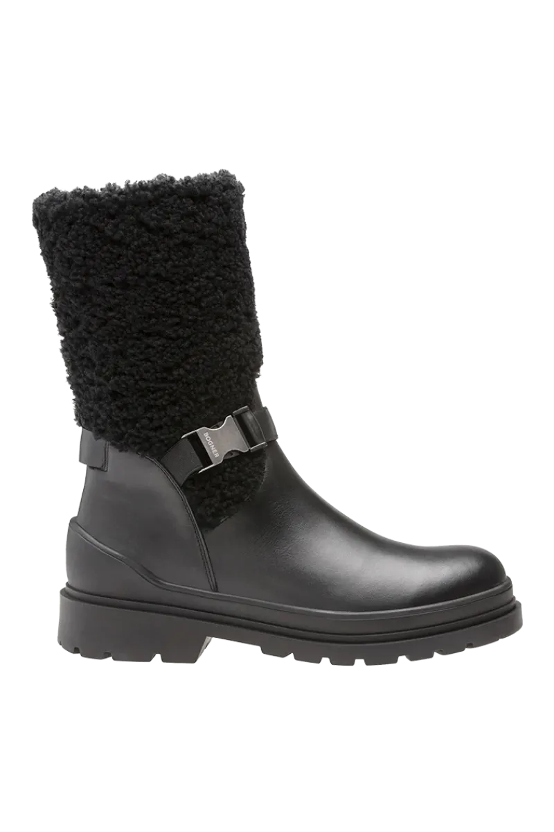 Outlet St. Moritz Mid-Calf Leather & Shearling Boots Women Boots & Handbags