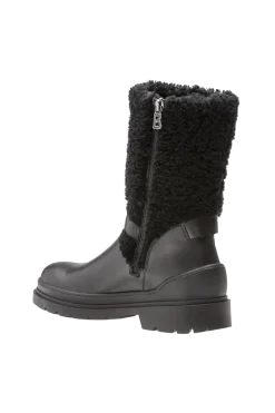 Outlet St. Moritz Mid-Calf Leather & Shearling Boots Women Boots & Handbags