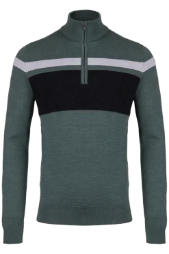 Outlet Stripe Half-Zip Wool Ski Sweater Ski Layers