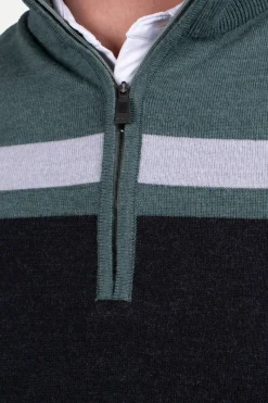 Outlet Stripe Half-Zip Wool Ski Sweater Ski Layers