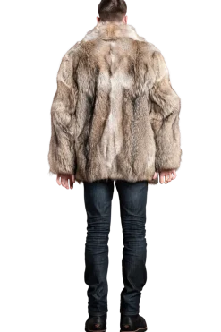 Sale The Terri Men's Natural Coyote Fur Bomber Jacket Furs And Shearlings