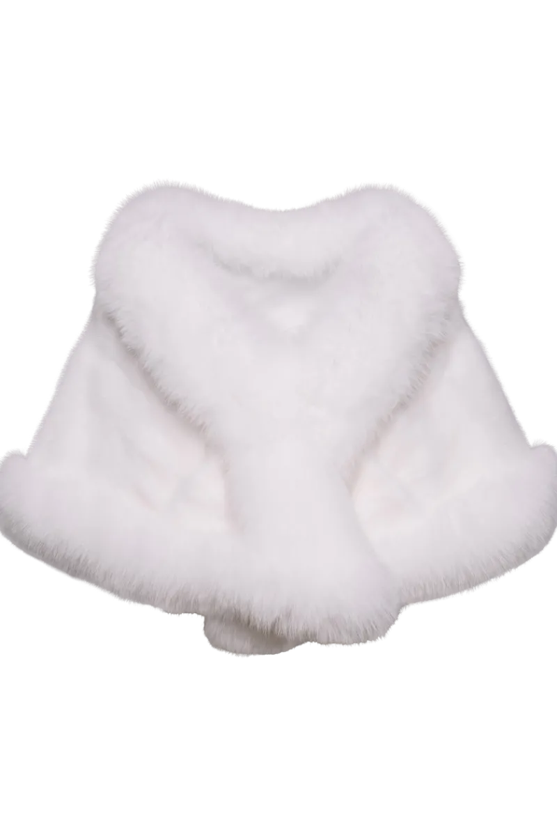 New Traditional Horizontal Mink - Fox Fur Cape Women Bridal Evening Fur|Mink