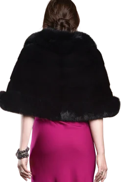 New Traditional Horizontal Mink - Fox Fur Cape Women Bridal Evening Fur|Mink