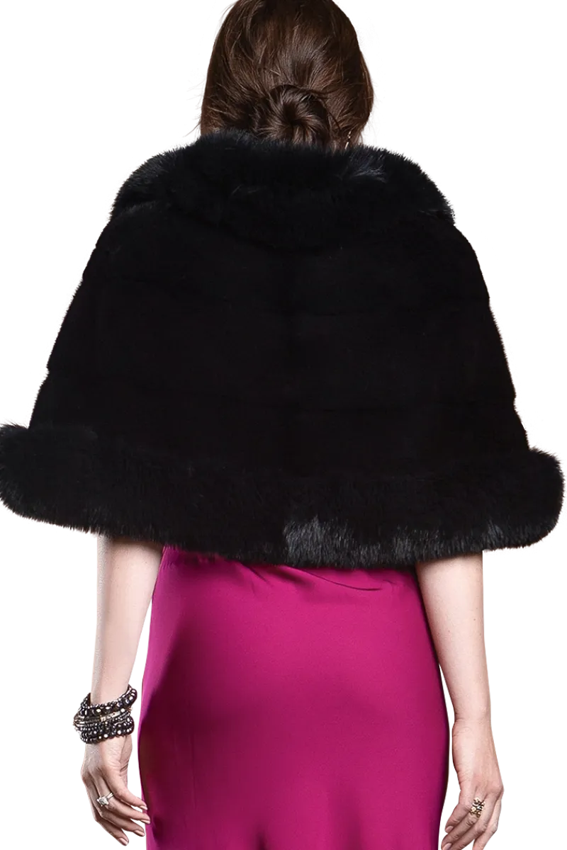 New Traditional Horizontal Mink - Fox Fur Cape Women Bridal Evening Fur|Mink