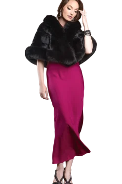 New Traditional Horizontal Mink - Fox Fur Cape Women Bridal Evening Fur|Mink