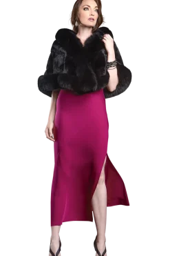 New Traditional Horizontal Mink - Fox Fur Cape Women Bridal Evening Fur|Mink