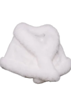 New Traditional Horizontal Mink - Fox Fur Cape Women Bridal Evening Fur|Mink