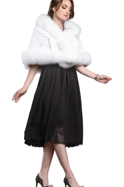 New Traditional Horizontal Mink - Fox Fur Cape Women Bridal Evening Fur|Mink