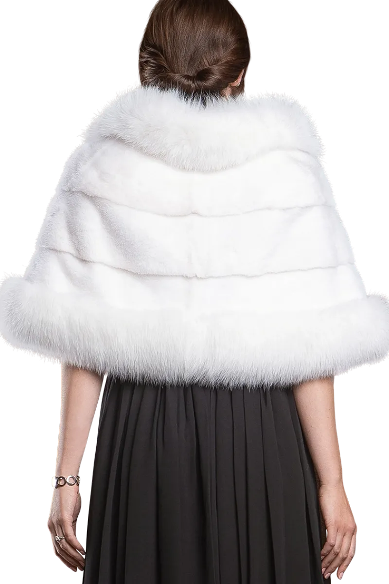 New Traditional Horizontal Mink - Fox Fur Cape Women Bridal Evening Fur|Mink
