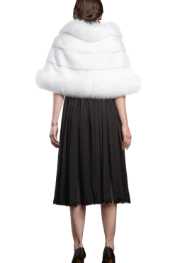 New Traditional Horizontal Mink - Fox Fur Cape Women Bridal Evening Fur|Mink