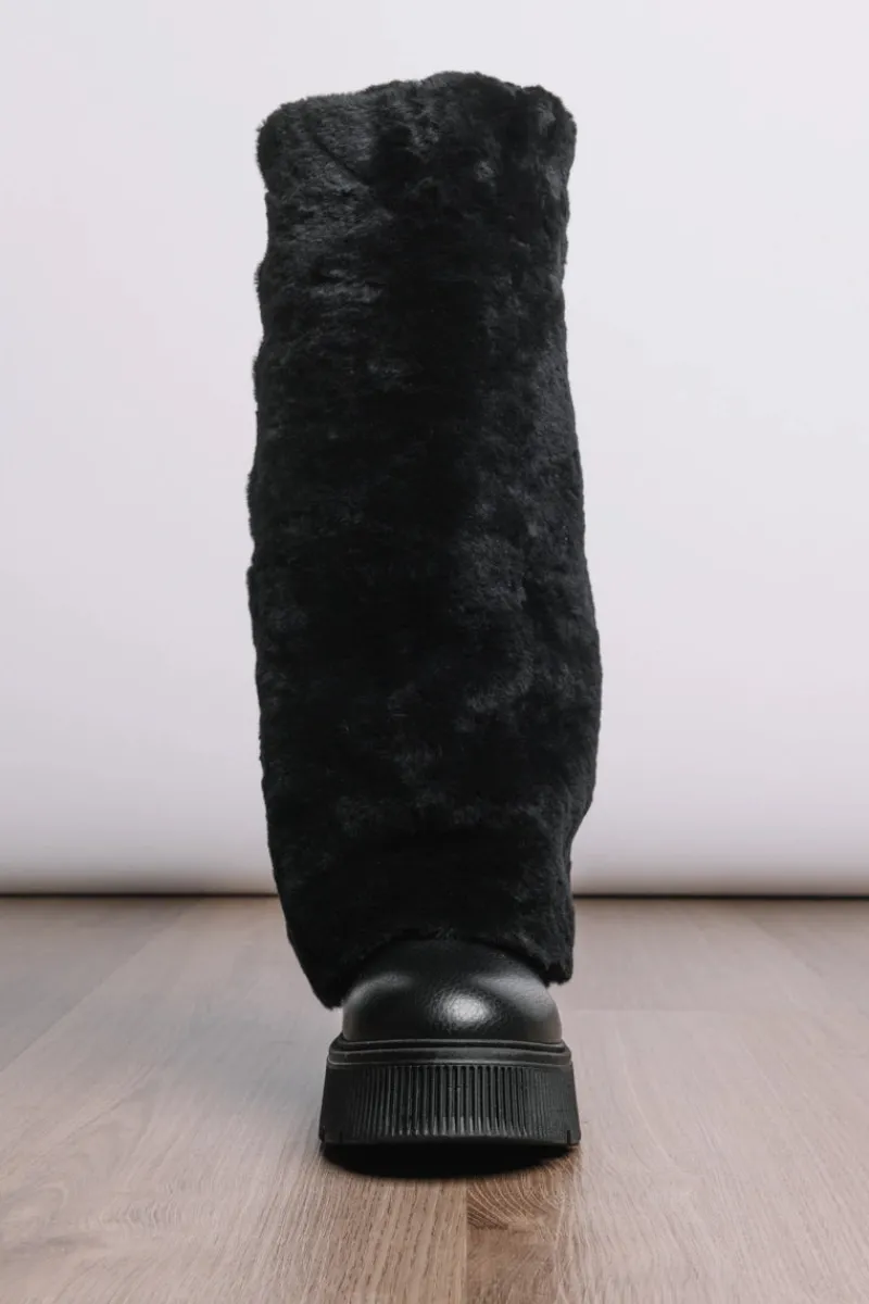 New Turin Grained Leather Tall Shearling Boots Women Boots & Handbags