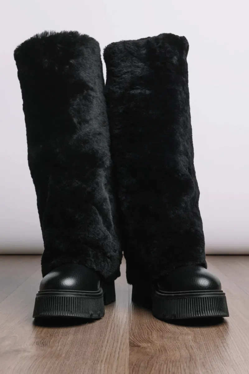 New Turin Grained Leather Tall Shearling Boots Women Boots & Handbags