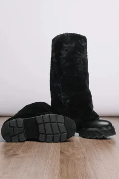 New Turin Grained Leather Tall Shearling Boots Women Boots & Handbags