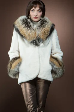 New Sheared Beaver and Fox Fur Jacket Women Fur Jackets