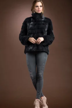 Best Zip Up Horizontal Mink Fur Jacket Women Fur Jackets